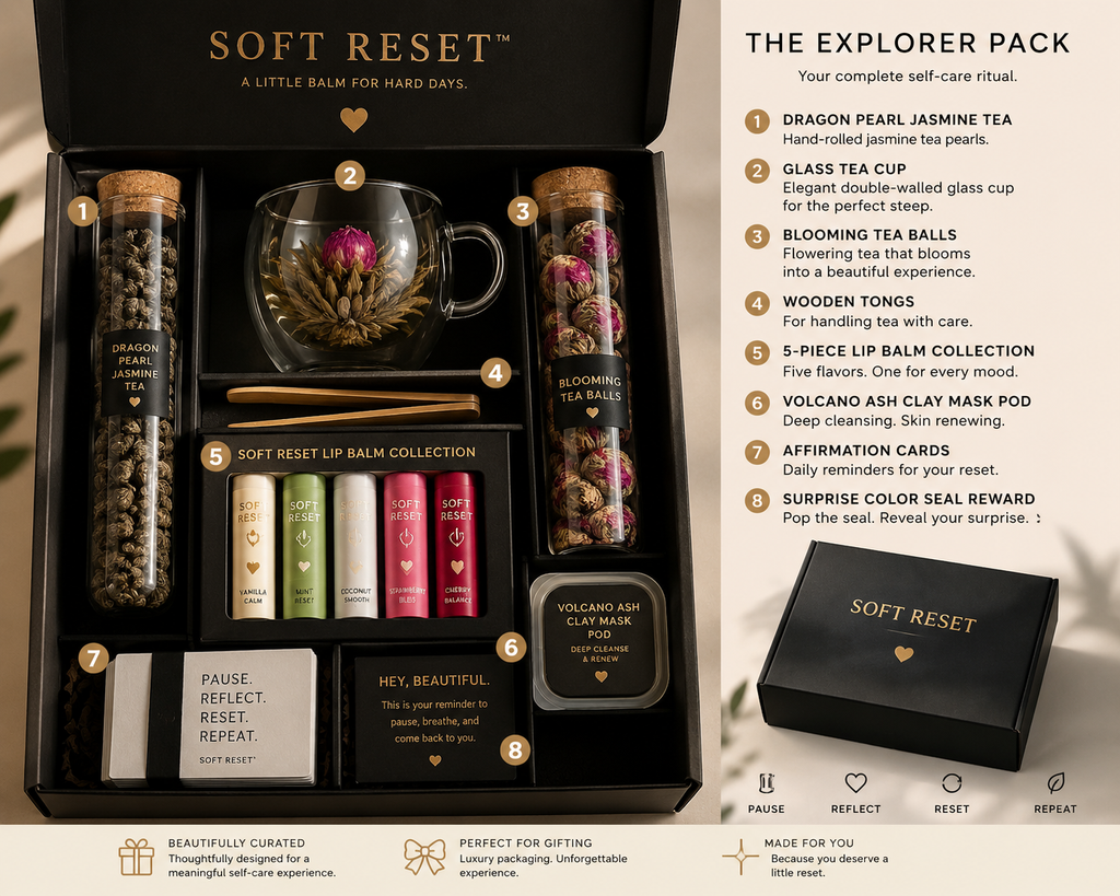 Soft Reset Santos Explorer Box | Lip Balm, Tea & Self-Care Ritual Set