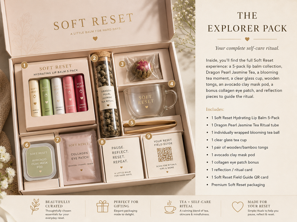 Soft Reset Santos Explorer Box | Lip Balm, Tea & Self-Care Ritual Set